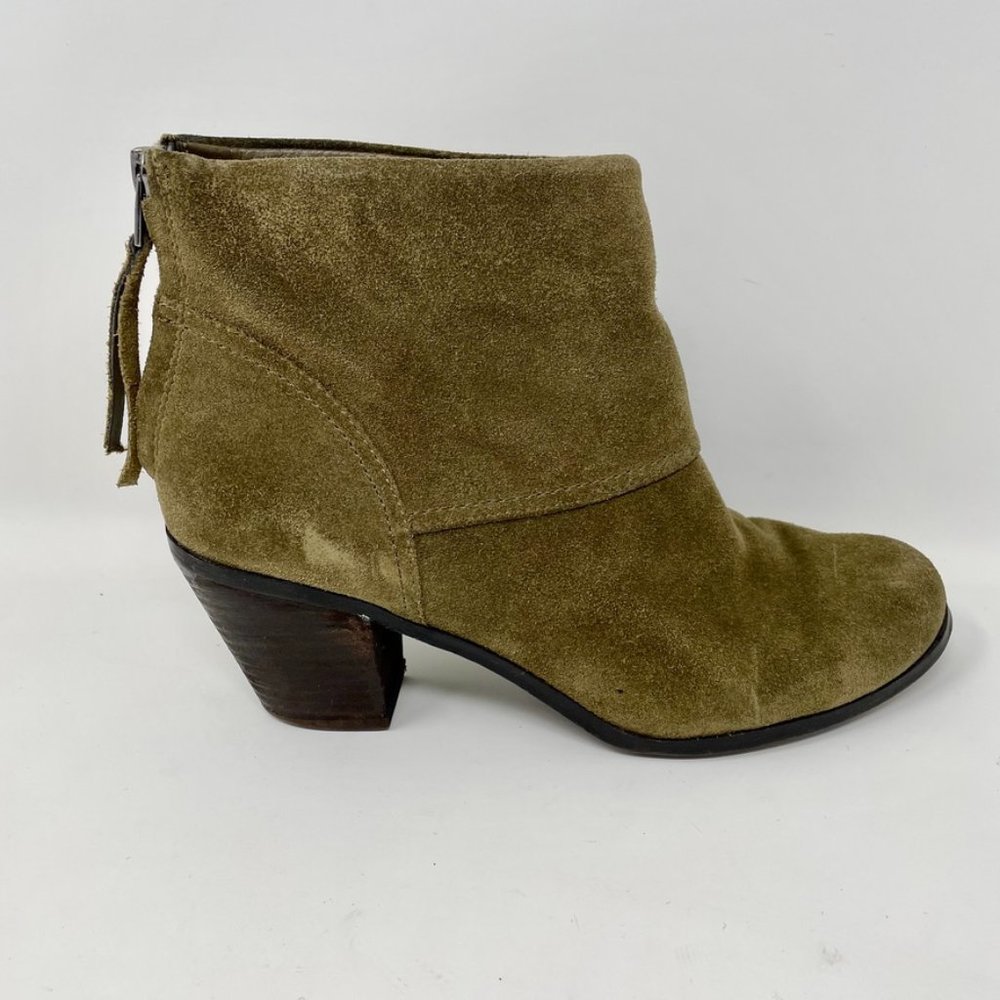 Sam Edelman Womens Olive Green Suede Ankle Heel Bootie  Size 8